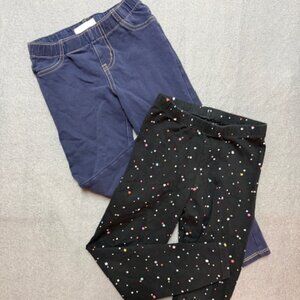 Cat & Jack Lot of 2-Navy Jeggings & Black Leggings with Stars-Size 4T